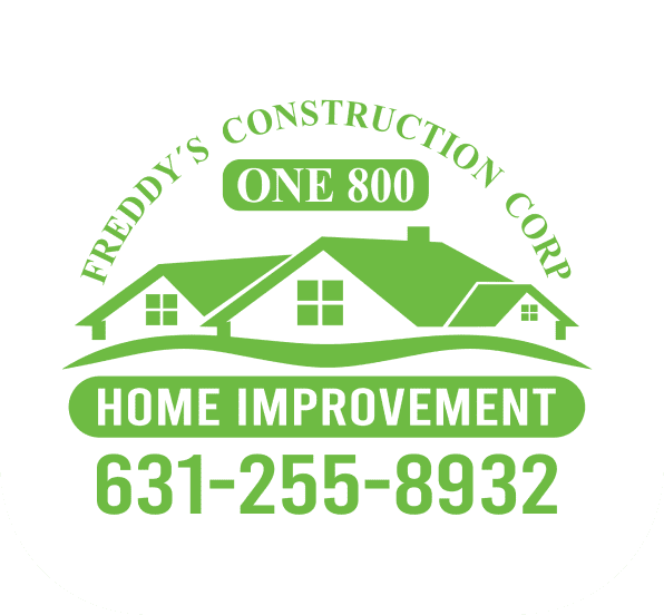 A green and white logo for freddy 's construction corp.